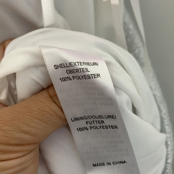 Hailey Logan Adrianna Papell Silver metallic mini Ruffle cocktail dress medium - Picture 7 of 7